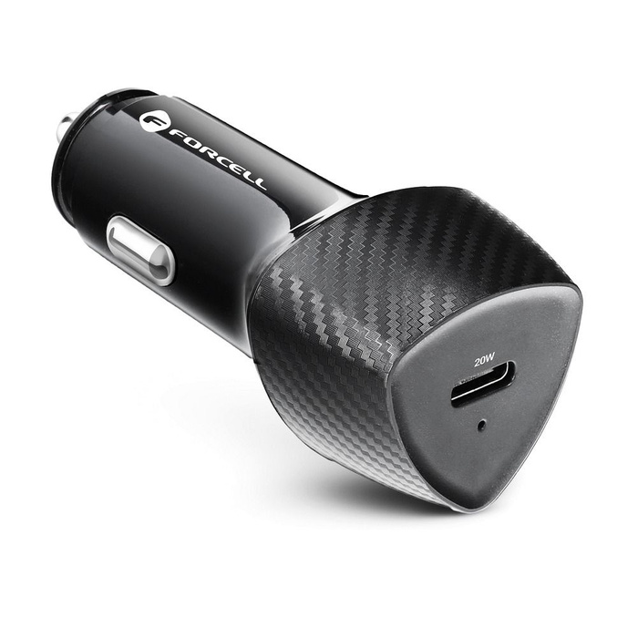 Ładowarka samochodowa Forcell F-Energy Carbon USB C QC3.0 PD 3A 20W CC50-1C czarna