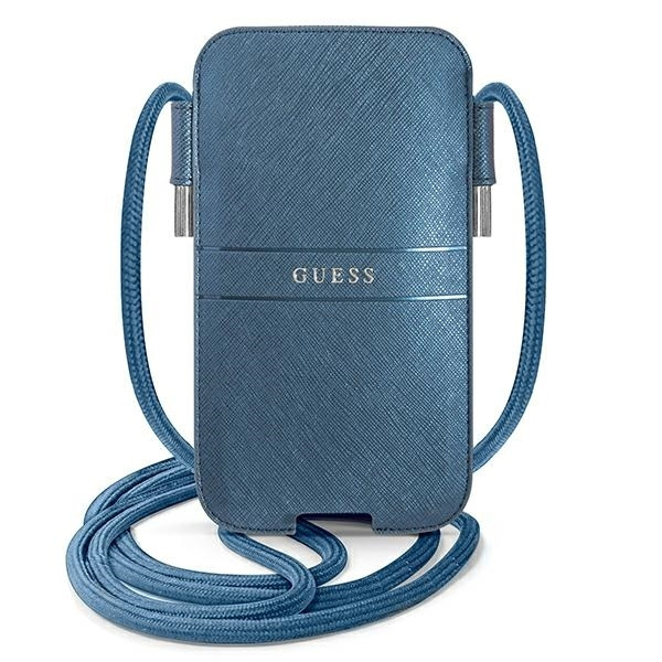 Sac à main GUESS Apple iPhone 12 12 Pro Saffiano Strap Bleu Case