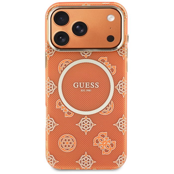 Etui Guess IML Peony Dot MagSafe do      iPhone 17 Pro Max pomarańczowy