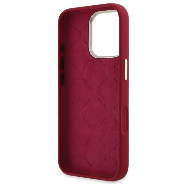 Etui Guess iPhone 16 Pro magenta hardcase Silicone Script Metal Logo