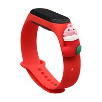 Cinturino Xmas Wristband per Xiaomi Mi Band 6 / Mi Band 5 Cinturino natalizio in silicone Bracciale rosso (Santa 1)