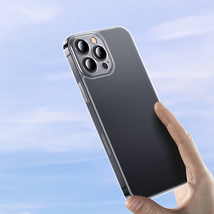Cover in vetro satinato Baseus per iphone 13 pro cover rigida con cornice in gel trasparente (arws000702)