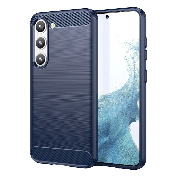 Carbon Case obal Samsung Galaxy S23+ flexibilní silikonový carbonový kryt modrý
