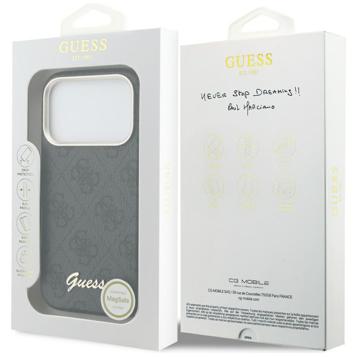 Etui Guess 4G Script MagSafe do iPhone   17 Pro czarny