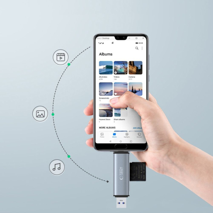 TECH-PROTECT ULTRABOOST LECTEUR DE CARTES SD & MICRO SD GRIS