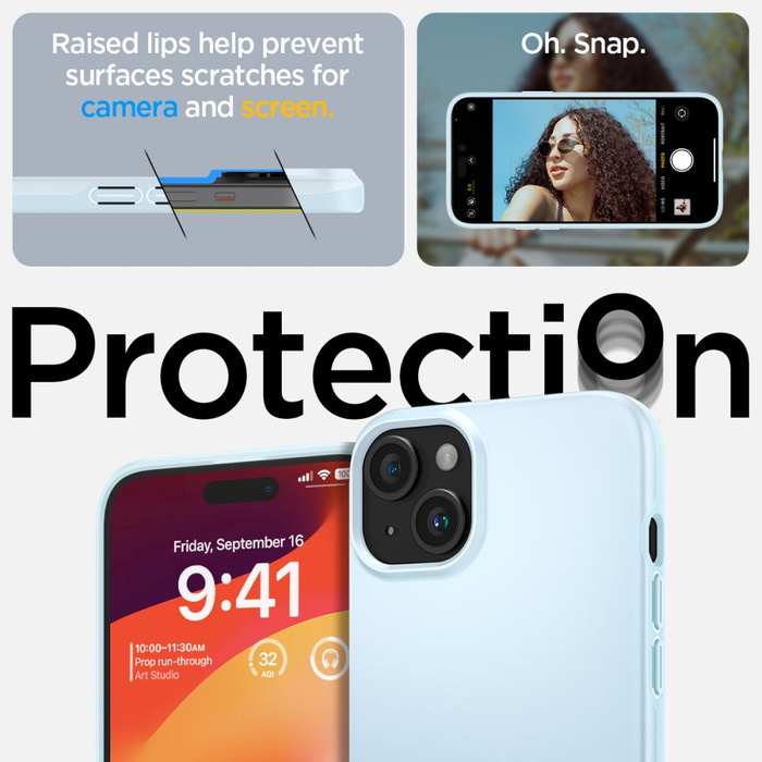 Telefontok Spigen Thin Fit iPhone 15 Néma kék