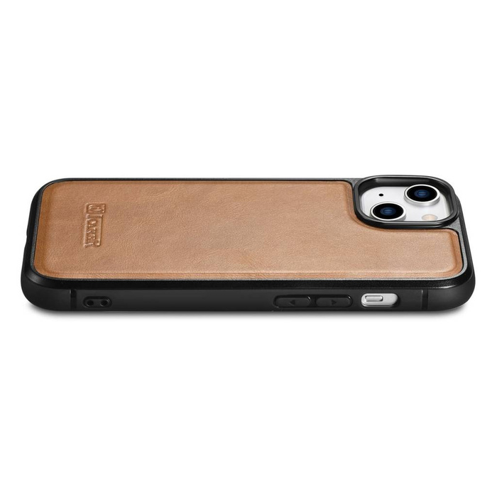 iCarer Leather Oil Wax case with genuine leather for iPhone 14 Plus (MagSafe compatible) brown (WMI14220719-TN)