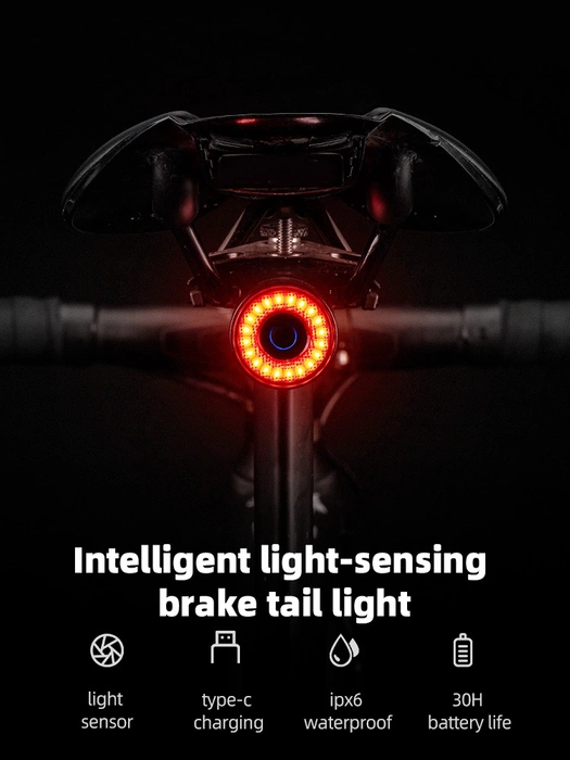 Rockbros Q3 rear bicycle lamp with intelligent stop system - black