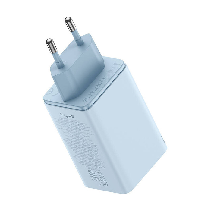 Ładowarka sieciowa Baseus GaN6 Pro, 2xUSB-C + 2xUSB, 65W (niebieska)