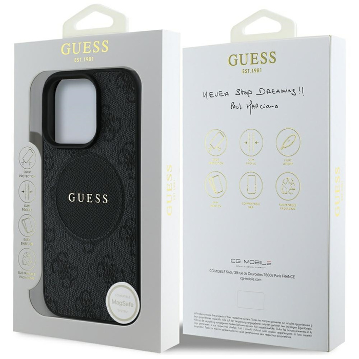 Etui Guess 4G Circle Classic Logo        MagSafe do iPhone 16 Pro czarny