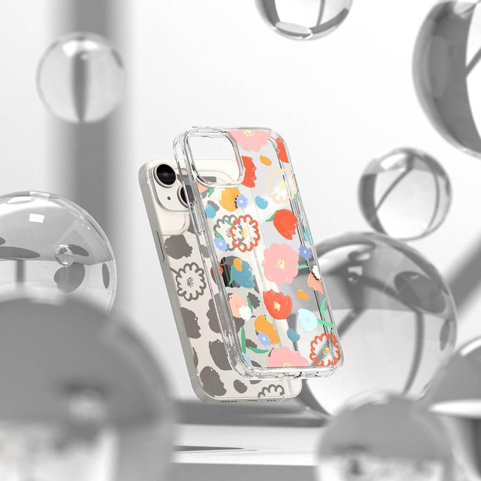 Ringke Fusion Design Housse blindée avec cadre en gel pour iPhone 14 Plus transparent (Floral) (FD637E31)