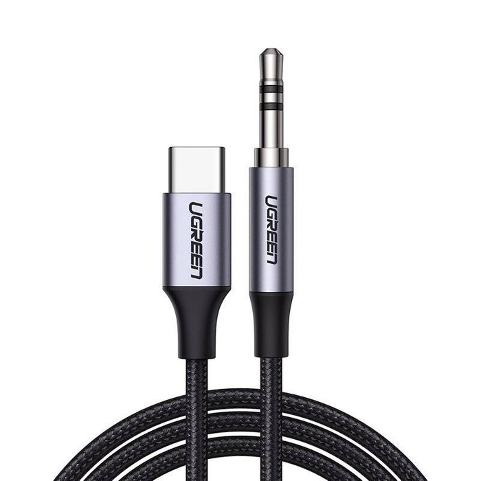 Ugreen AUX stereo audio kabel 3,5 mm mini jack - USB typu C pro tabletový telefon 1 m černý (CM450 20192)
