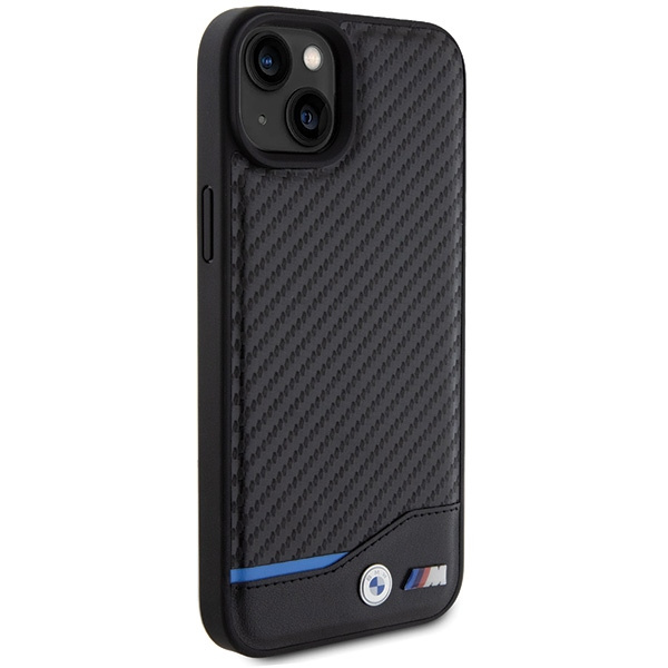 Etui BMW BMHCP15M22NBCK iPhone 15 Plus 6.7" czarny/black Leather Carbon Case