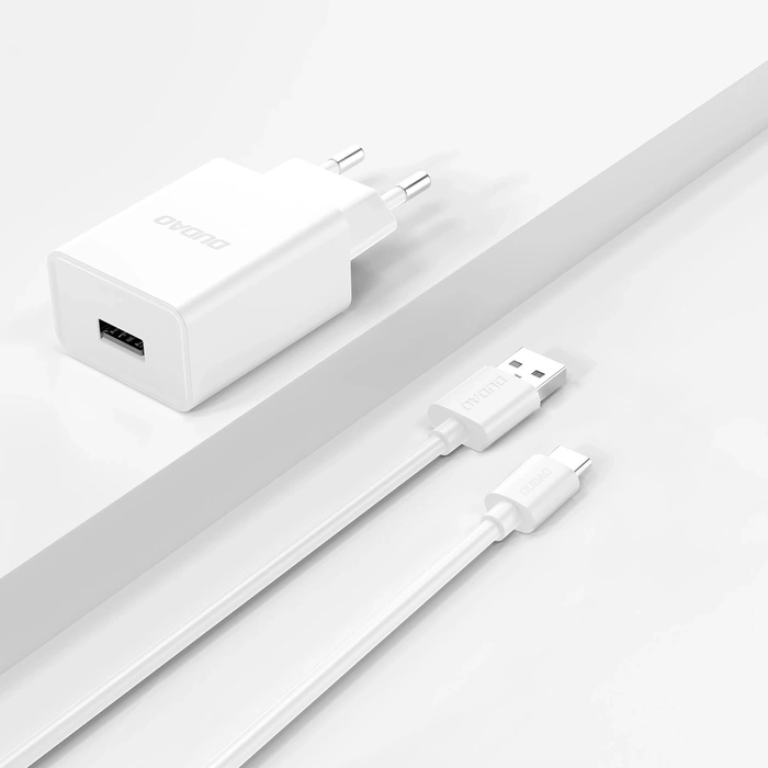 Chargeur mural Dudao A4EU USB-A 2.1A - blanc + USB-A - câble USB-C