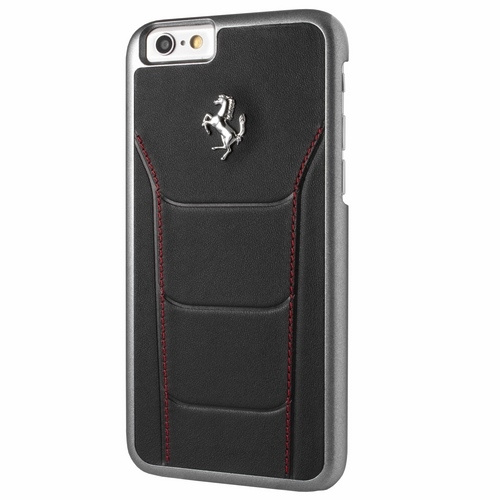 FERRARI Apple iPhone 6 6S Stiching Schwarzes Hülle