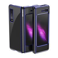 Placage Case dur case couverture coque avec bordure métallique Samsung Galaxy Fold bleu