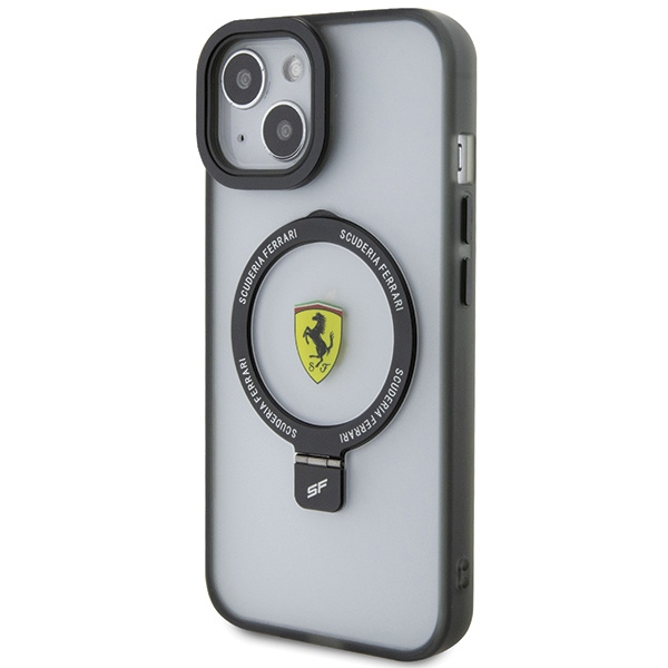 Case Ferrari FEHMP15SUSCAH iPhone 15 6.1" transparent hardcase Ring Stand 2023 Collection MagSafe Case