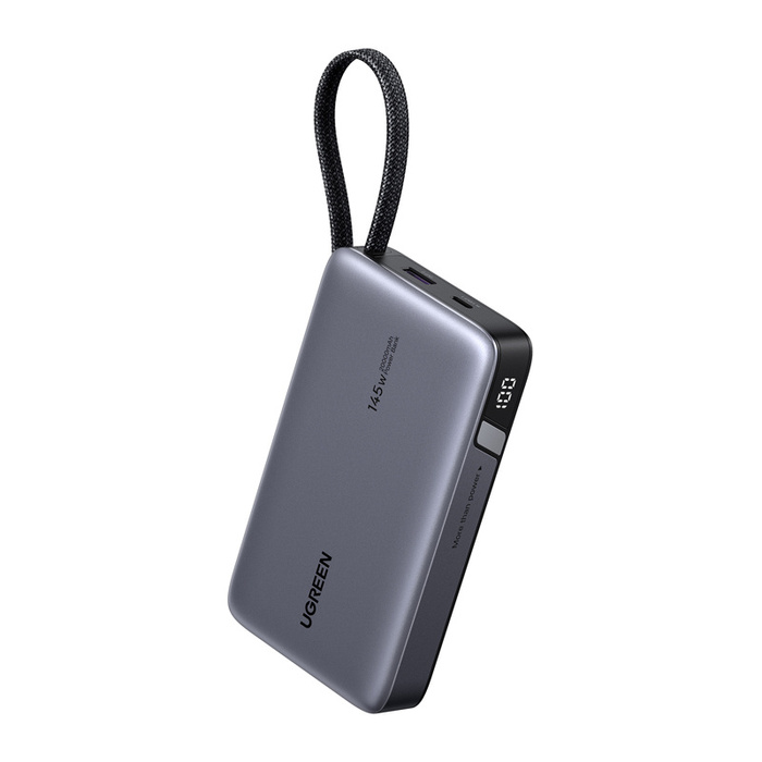 Powerbank 20000mAh Ugreen PB551, 145W, USB + USB-C, eingebaut kabel (grau)