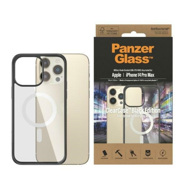 PanzerGlass ClearCase MagSafe iPhone 14 Pro Max 6,7" Antibakteriell schwarz/schwarz 0416