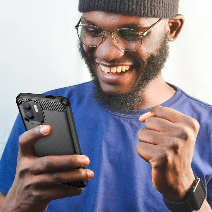 Carbon Case Hülle für Xiaomi Redmi A1+ flexible Silikon-Carbon-Hülle schwarz