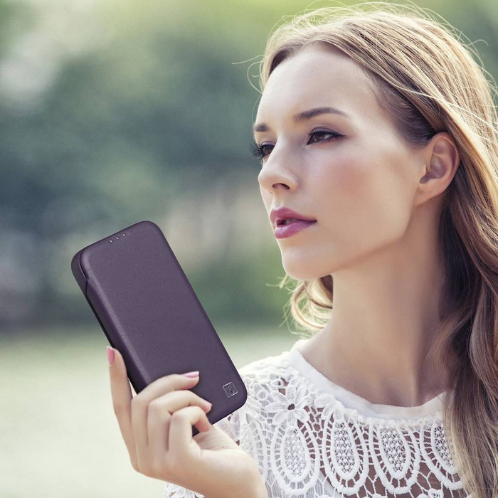 iCarer CE Premium Leather Folio Case iPhone 14 Flip Magnetic MagSafe Leather Case Dark Purple (WMI14220713-DP)