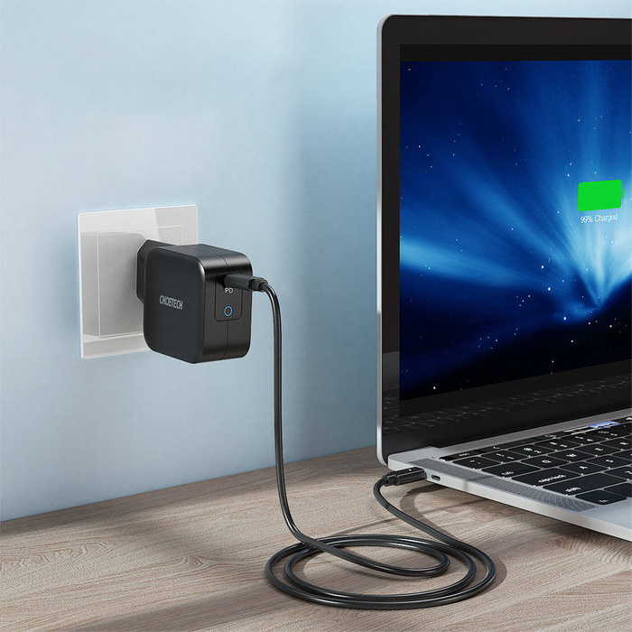 Choetech schnell ladergerät GaN USB Typ C 61W 3A Power Delivery schwarz (Q6006)