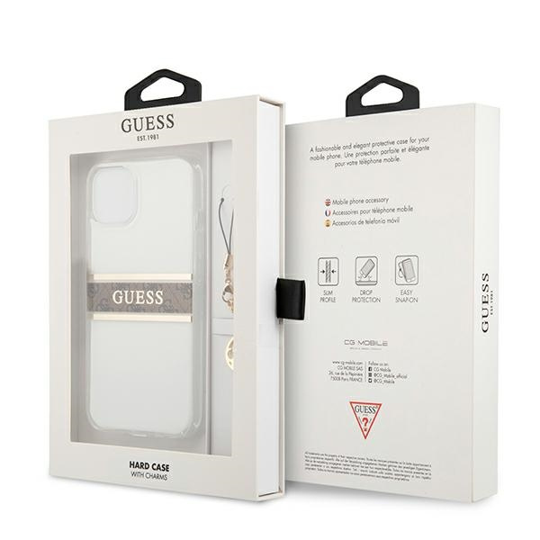 Coque GUESS Apple iPhone 13 Mini 4G Brown Strap Charm Clear Hardcase
