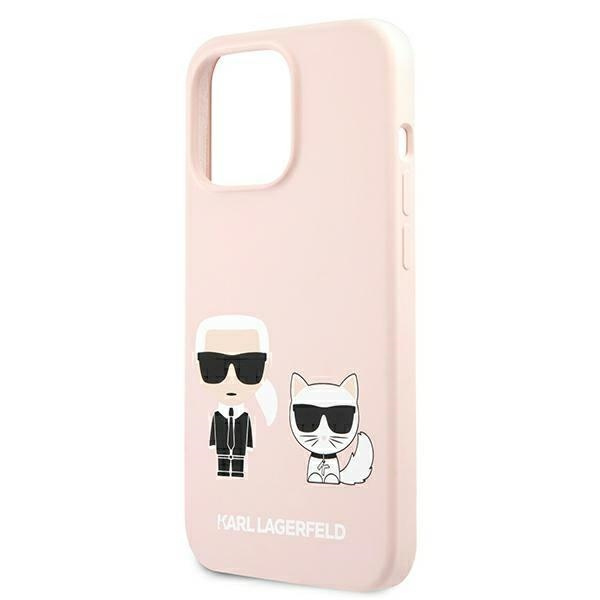 Hülle KARL LAGERFELD Apple iPhone 13 Pro Max Silikon Ikonik Karl & Choupette MagSafe Rosa Hartcase
