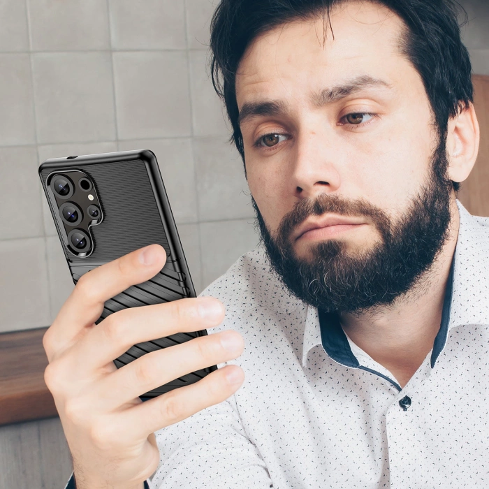 Thunder Case Hülle für Samsung Galaxy S25 Ultra Silikon Panzerhülle - Schwarz