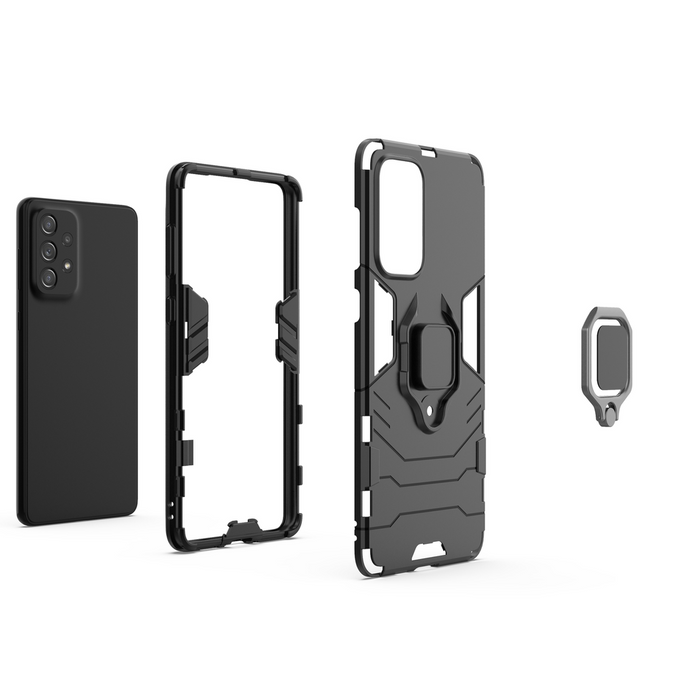 Funda rígida Ring Armor híbrida + soporte magnético para Samsung Galaxy A73 negro