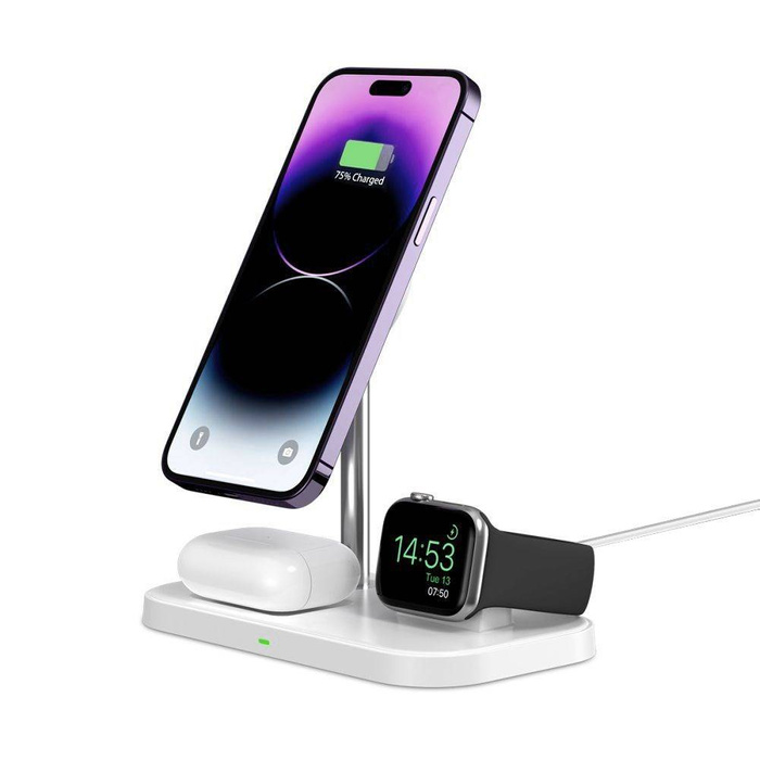 TECH-PROTECT QI15W A22 3IN1 MagNETIC MagSafe DRAHTLOSES LADEGERÄT WEISS