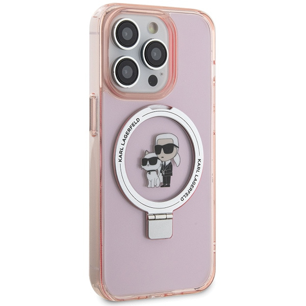Case Karl Lagerfeld KLHMP15XHMRSKCP iPhone 15 Pro Max 6.7" pink/pink hardcase Ring Stand Karl&amp;Choupettte MagSafe Case