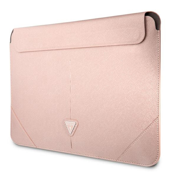 Pouzdro GUESS Laptop 16 Sleeve Saffiano Triangle Logo Pink Case