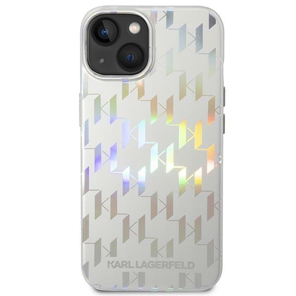 Hülle KARL LAGERFELD Apple iPhone 14 Monogramm Schillerndes Silber Hartcase