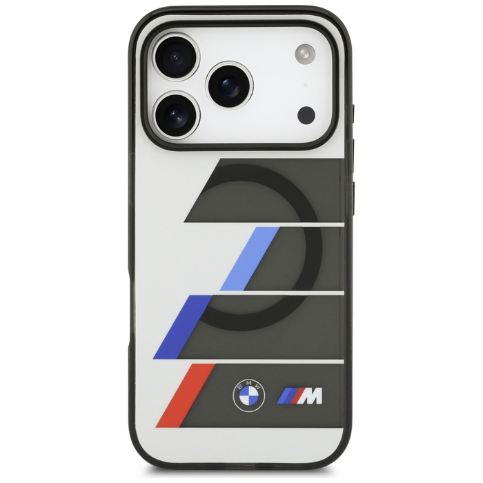 Etui BMW M IML Metal Buttons Tricolor    Lines MagSafe do iPhone 17 Pro antracyt