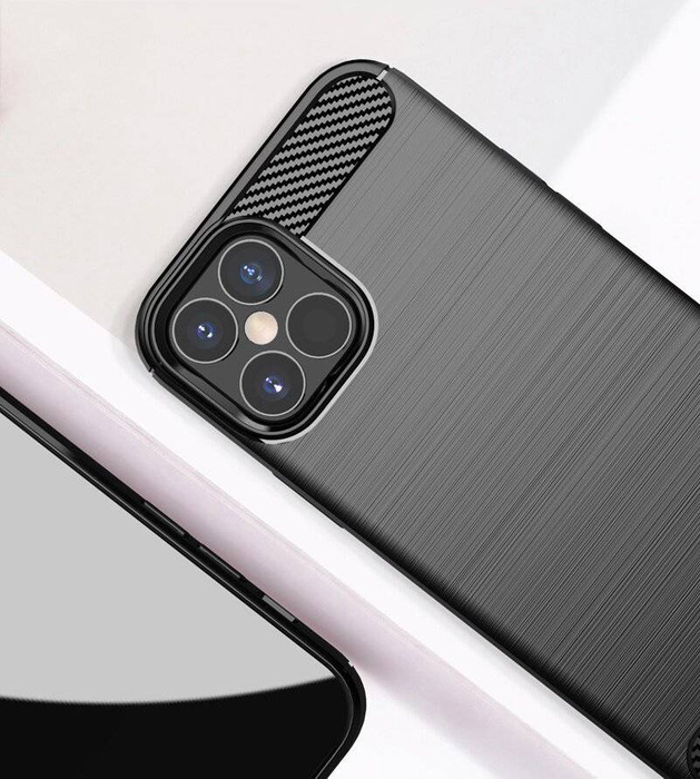 Custodia in carbonio Cover flessibile per iPhone 12 Pro Max nera