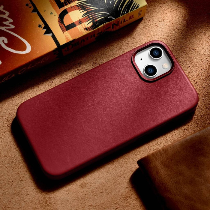 iCarer Case Leather genuine leather case for iPhone 14 rot (WMI14220705-RD) (MagSafe compatible)