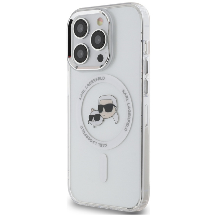 Karl Lagerfeld KLHMP14LHLSKCH iPhone 14 Pro 6.1" biały/white hardcase IML Metal Karl&Choupette Head MagSafe