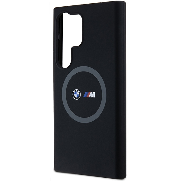 Coque BMW BMHMS24L23SROK S24 Ultra S928 noir/noir durcase M Bague Silicone Imprimée MagSafe Case