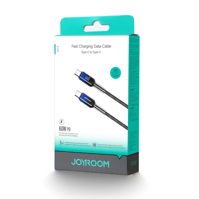 Joyroom S-A42 Crystal-Clear Series 60W USB-C – USB-C-Kabel 1,2 m – Schwarz