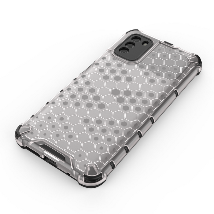 Cover blindata a nido d&#39;ape con cornice in gel per Xiaomi Poco M3 trasparente