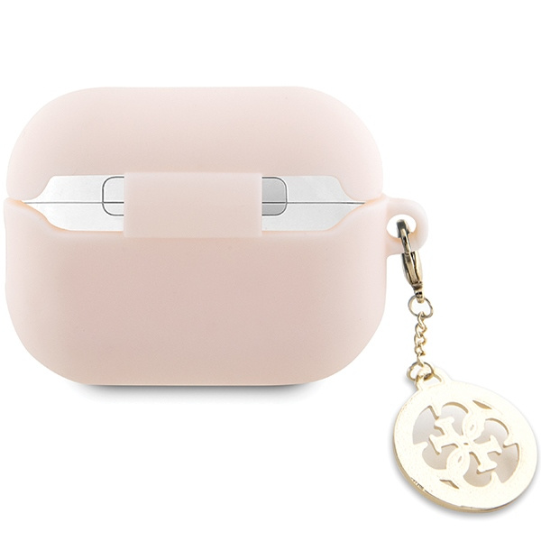 Guess GUAP23DSLGHDP Cubierta de los AirPods Pro 2 rosa/rosa 3D Rubber 4G Diamond Charm