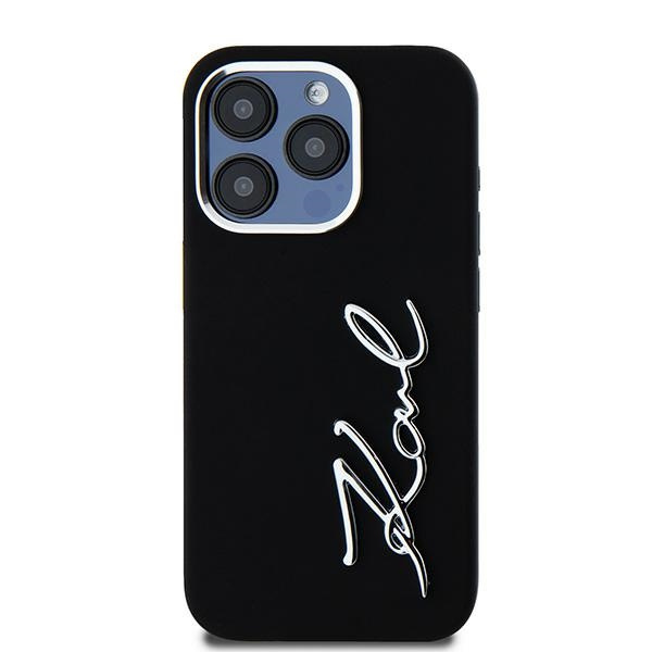 Etui Karl Lagerfeld KLHCP15LSCMSMVK iPhone 15 Pro 6.1" czarny/black hardcase Silicone Metal Script Logo