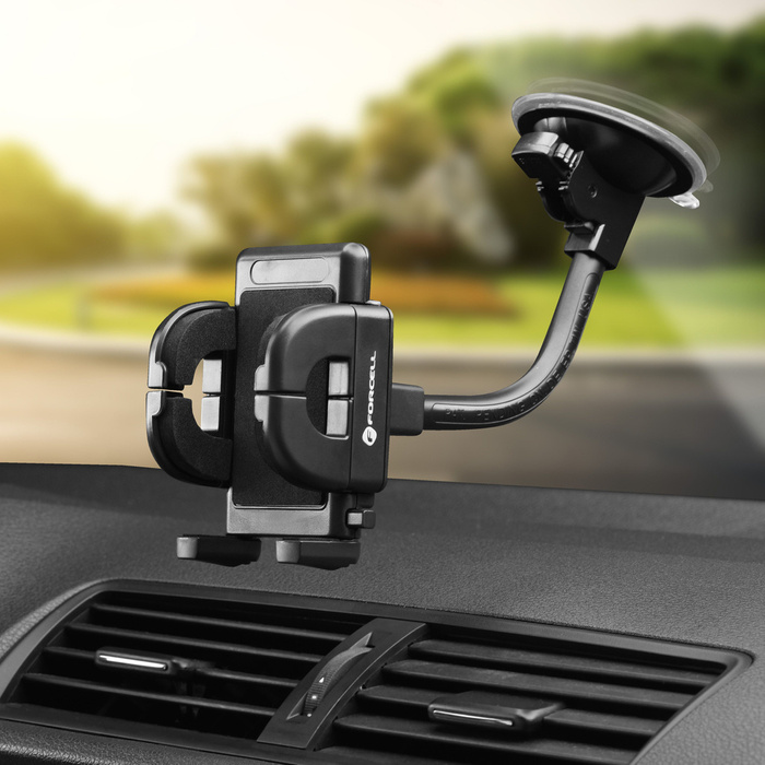 Uchwyt na telefon do samochodu uniwersalny Forcell F-Grip Regular 17 cm do szyby / deski / kratki czarny