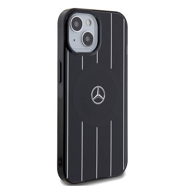 Etui Mercedes MEHMP15S23HRSK iPhone 15 6.1" czarny/black hardcase Double Layer Crossed Lines MagSafe Case