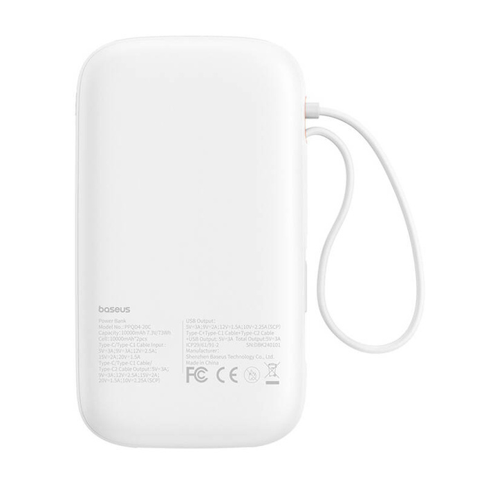Powerbank Baseus QPow 2 20000mAh 30W 2xUSB-C (biały)