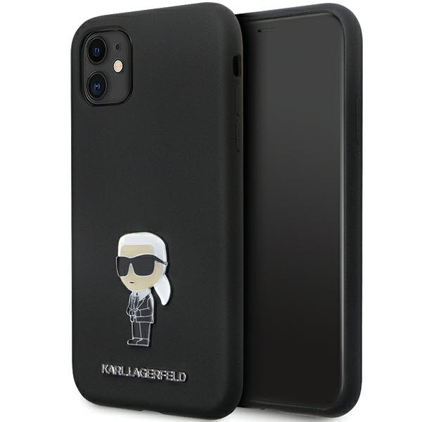 Etui Karl Lagerfeld KLHCN61SMHKNPK iPhone 11 / Xr 6.1" czarny/black Silicone Ikonik Metal Pin