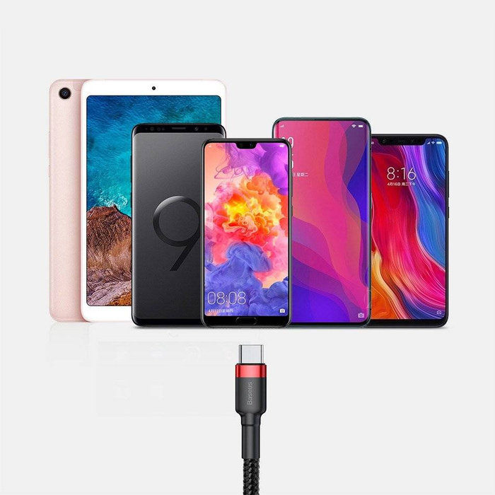 Baseus CAFULE TYP-C KABEL 300CM ŠEDÁ / ČERNÁ