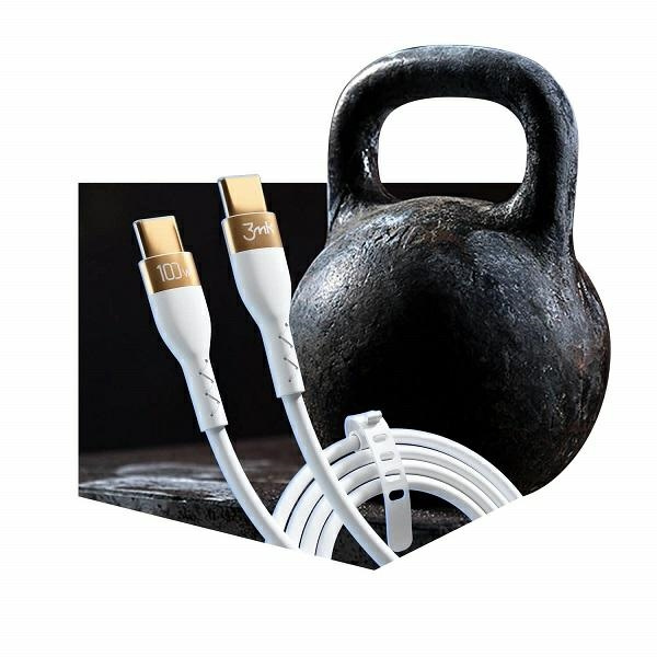 3mk HyperSilicone Kabel USB-C/USB-C kabel 2m 100W Weiß/Weiß