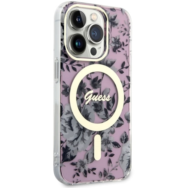 Hülle Guess GUHMP14LHCFWSP iPhone 14 Pro 6.1" rosa/rosa hartcase Flower MagSafe Case